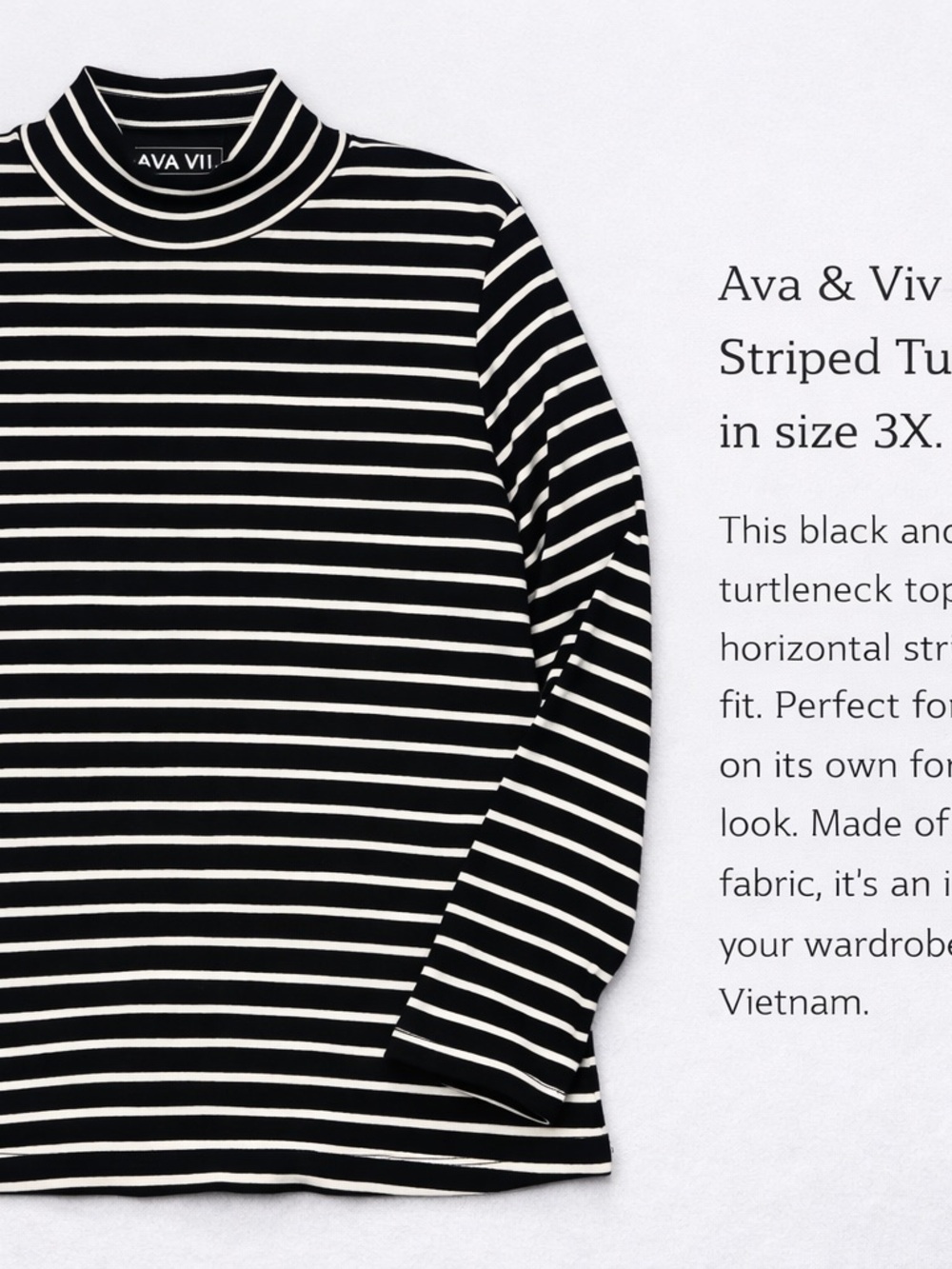Ava & Viv Black and White Striped Turtleneck Tunic